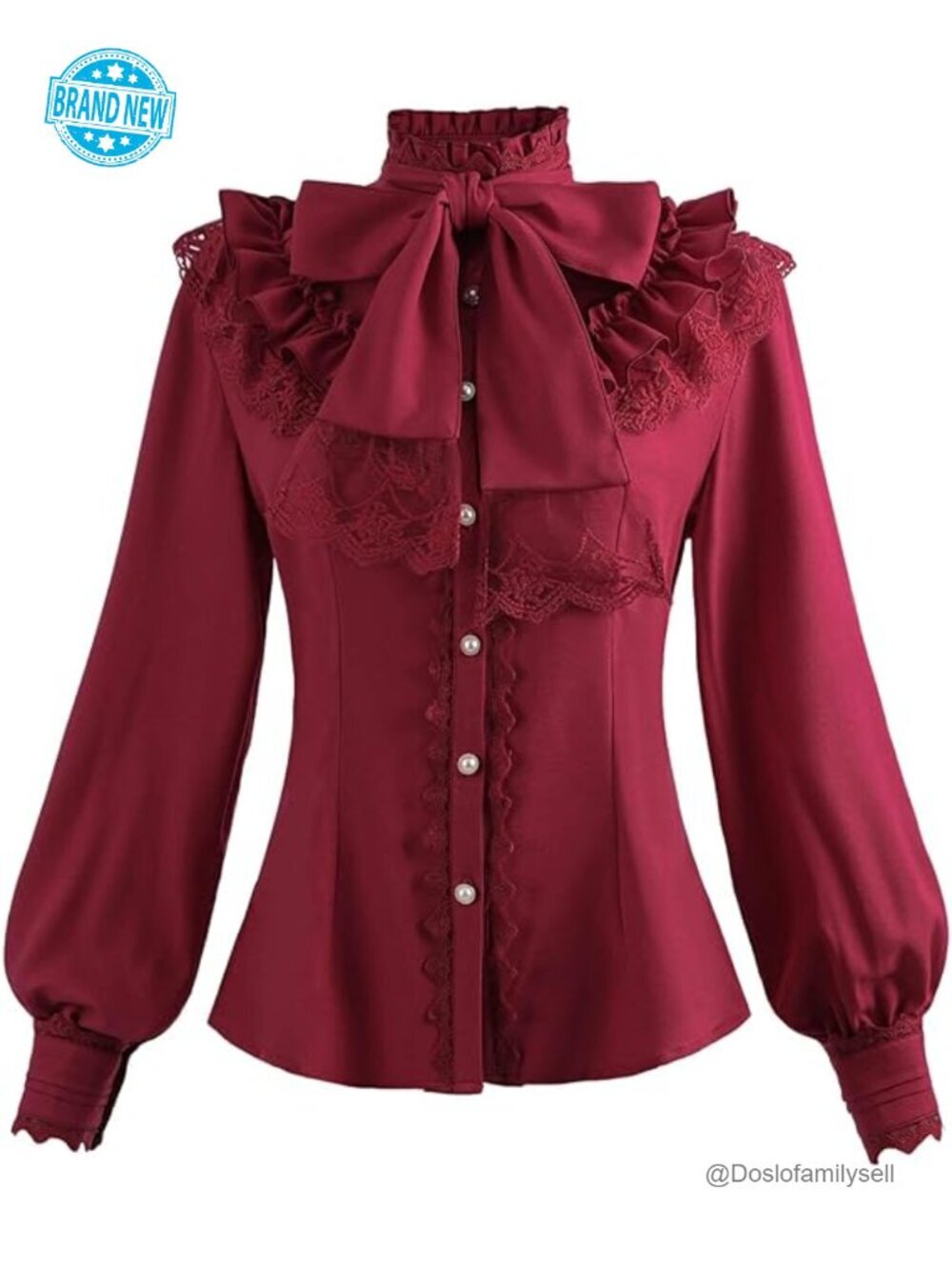 Victorian Blouse Gothic Long Sleeve Ruffle Tops Button Down Shirt